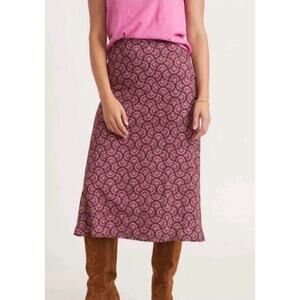 Marine Layer Ryan MIDI Rayon Slip Skirt Block Fan Print Purple Size 2